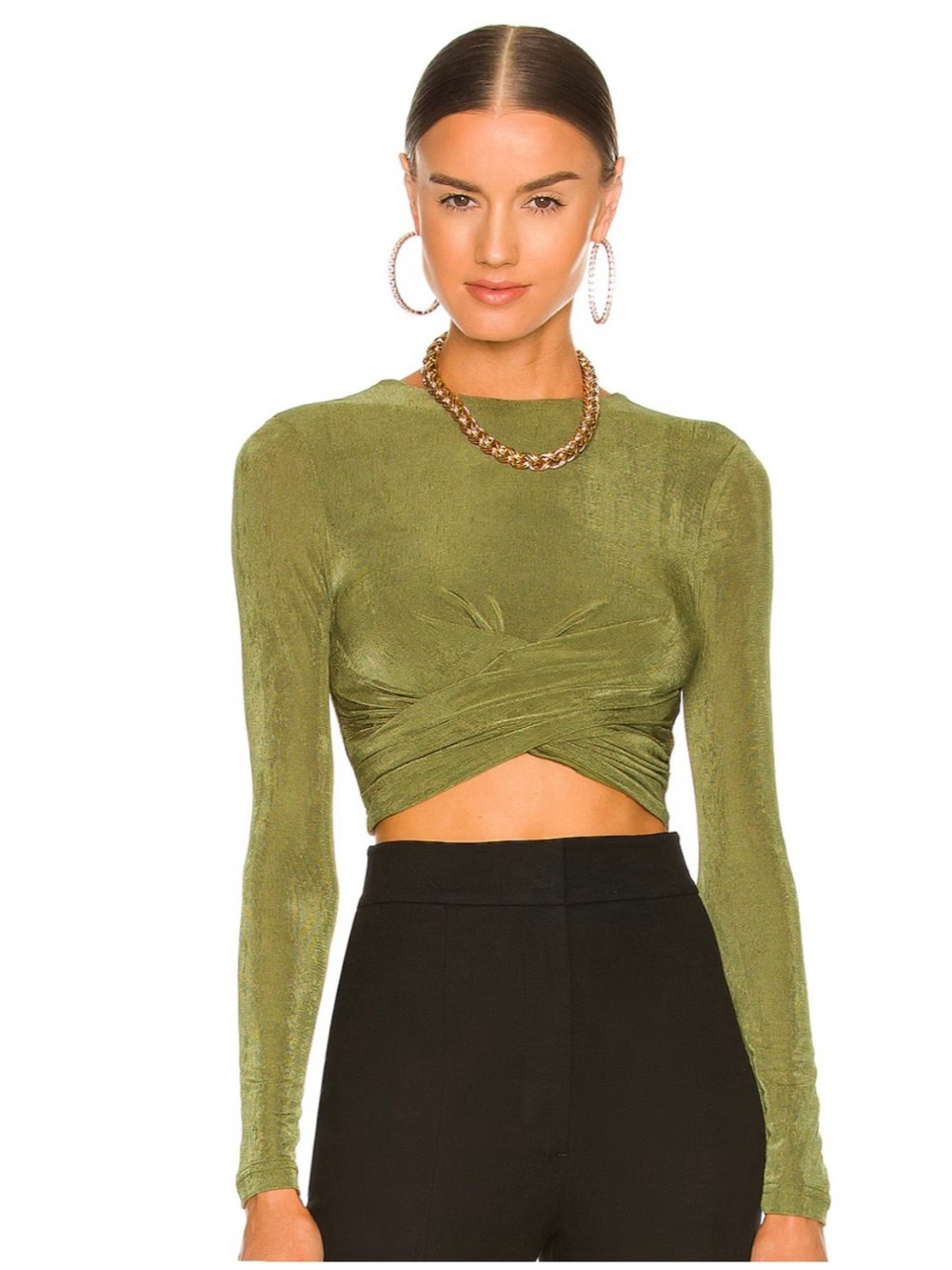 Significant Other Women’s 4 Green Surplus Top Texas Jersey Cropped Long Sleeve